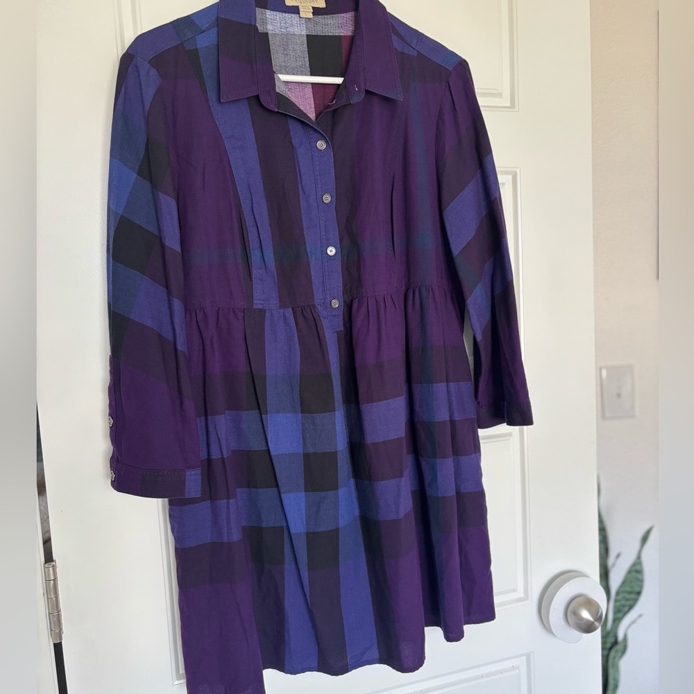 Burberry Brit Purple Cotton A-line babydoll 3/4 Sleeve